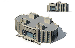 高檔豪華橢圓風(fēng)格公共建筑3D立體模型