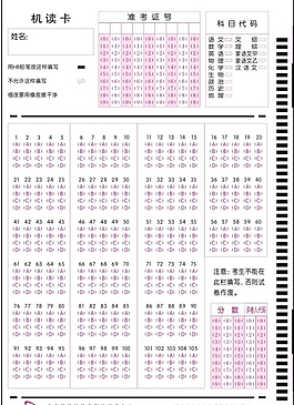 考試機讀答題卡