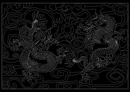 雙龍戲珠模紋圖cad素材