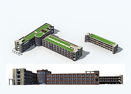 教學(xué)樓建筑設(shè)計(jì)3D模型圖