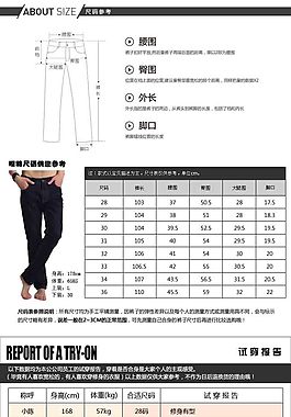 天貓男裝牛仔褲黑色詳情模板