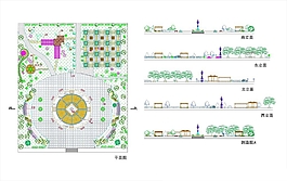 廣場設計包括平面立面刨面圖