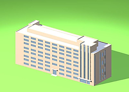 粉色外觀簡模建筑3D模型