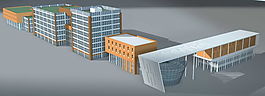 拼色建筑城市规划3D模型