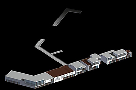 F形商業(yè)中心建筑群3D模型設(shè)計(jì)