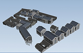 步行街商業(yè)中心建筑群3D模型效果