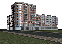 圓弧商業(yè)中心建筑群3D模型設(shè)計