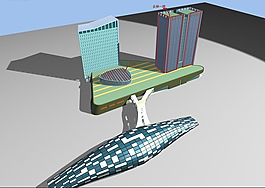 現代創意風藝術風格建筑3D模型