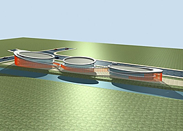 橢圓形藝術(shù)風(fēng)格建筑群3D模型
