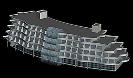 現代輪船式藝術風格公建建筑