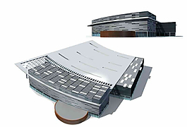 梯形商业多层建筑3D模型