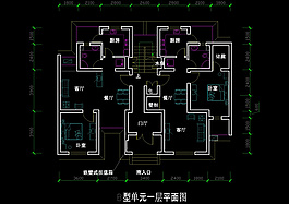 一室二廳cad圖稿