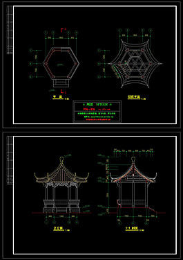觀景亭建筑cad圖紙