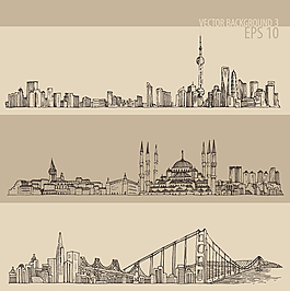手繪城市風景banner