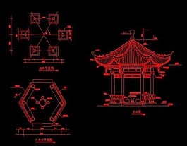 景觀六角亭CAD施工詳圖