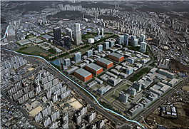 城市建筑群鳥瞰效果圖