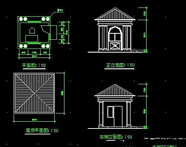 住宅小区保安亭CAD施工大样图