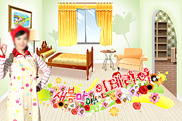家居美女唯美可愛卡通psd插畫素材