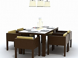 時尚餐廳餐桌椅3D模型