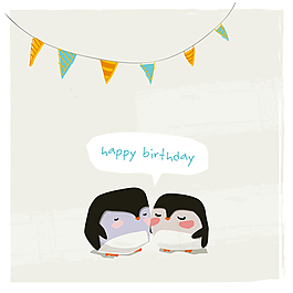 卡通企鹅生日背景矢量素材