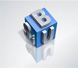 3D立体英文效果倒影渐变质感方块
