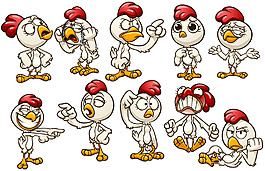 十种可爱表情的白鸡