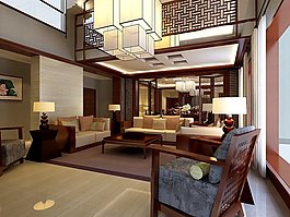 現(xiàn)代客廳3d場景模型素材