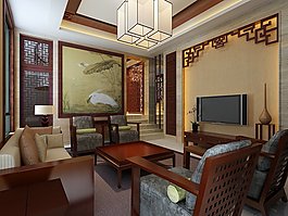現(xiàn)代客廳3d場景模型素材
