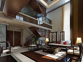 现代客厅场景3d模型