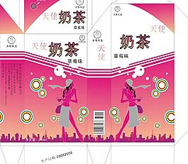 奶茶包裝平面展開圖