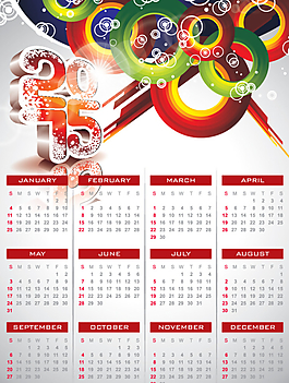 2015年歷日歷模板