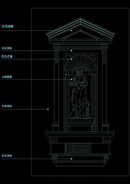 大门雕塑cad图块素材