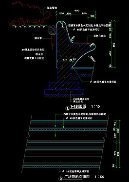 廣場(chǎng)花池立面cad圖紙