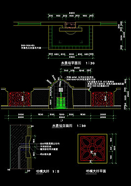 水景墻平面圖建筑cad圖紙