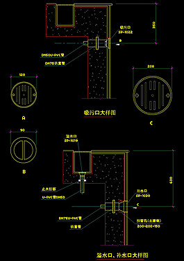 游泳池立面素材cad图纸