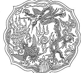 龍鳳 龍 鳳凰 矢量線