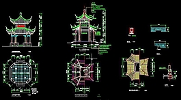 八角亭古建筑完整CAD施工圖紙
