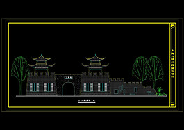 古墙遗韵城楼cad图纸