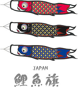 卡通日本鯉魚旗设计矢量素材
