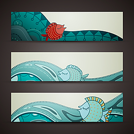 3個(gè)創(chuàng)意海洋banner設(shè)計(jì)矢量素材