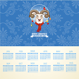 卡通2015綿羊頭圣誕節(jié)日歷矢量