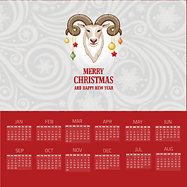卡通2015綿羊頭圣誕節(jié)日歷矢量素材