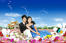 婚紗模板花海田園風(fēng)光自然風(fēng)景春夏秋冬環(huán)保