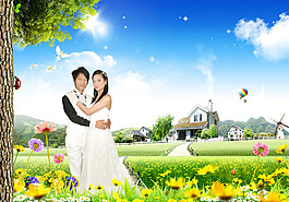 婚紗模板田園風(fēng)光自然風(fēng)景油菜花春夏秋冬