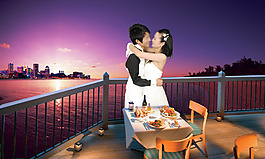 婚纱模板地产海报房产海报海景夜景唯美浪漫
