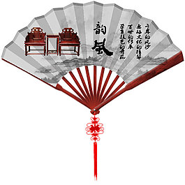 紅木水墨畫中國風折扇畫