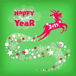 2015羊年跳躍山羊新年快樂賀卡