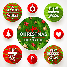 紅綠主色調時尚美式圣誕裝飾標簽