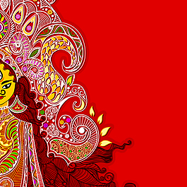 人物花紋圖案圖片[矢量