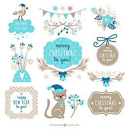 復古風格圣誕標簽矢量